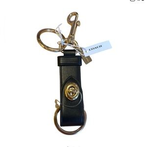 Coach Black and Gold Leather bag charm and Keychain